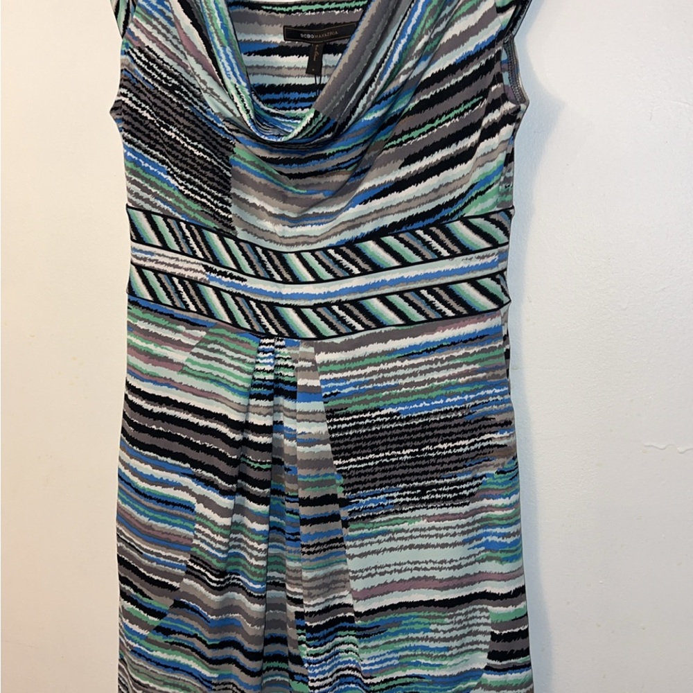 BCBGMaxAzria Blue and Green Striped Dress